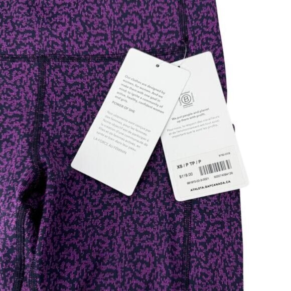 Athleta Ultimate Stash Pocket Textured 7/8 Tight Legging Size XS Black Purple - Picture 3 of 6